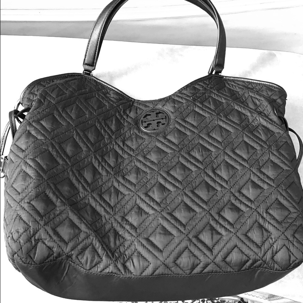 Tory Burch quilted diaper bag with changing pad